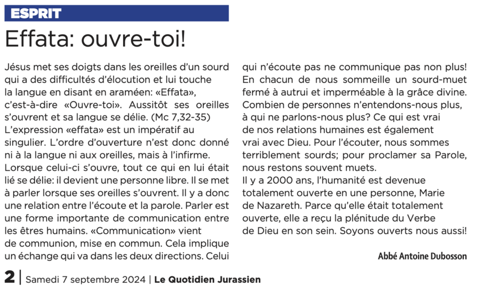 Le billet d'Antoine Dubosson, LQJ 07.09.2024