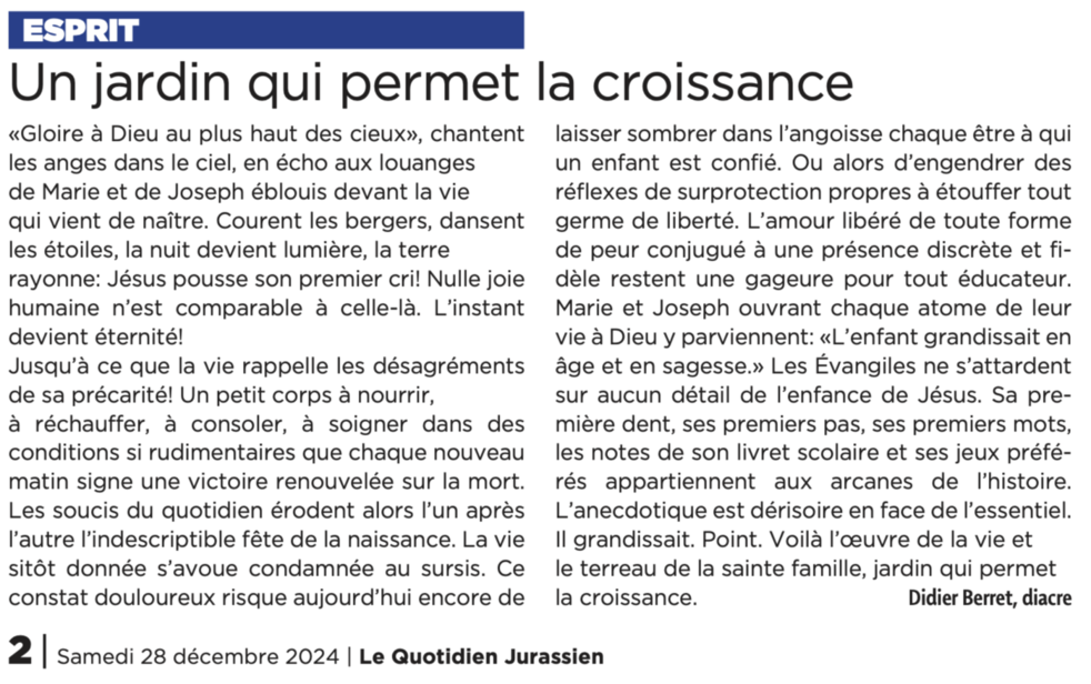 Le billet de Didier Berret, LQJ 28.12.2024